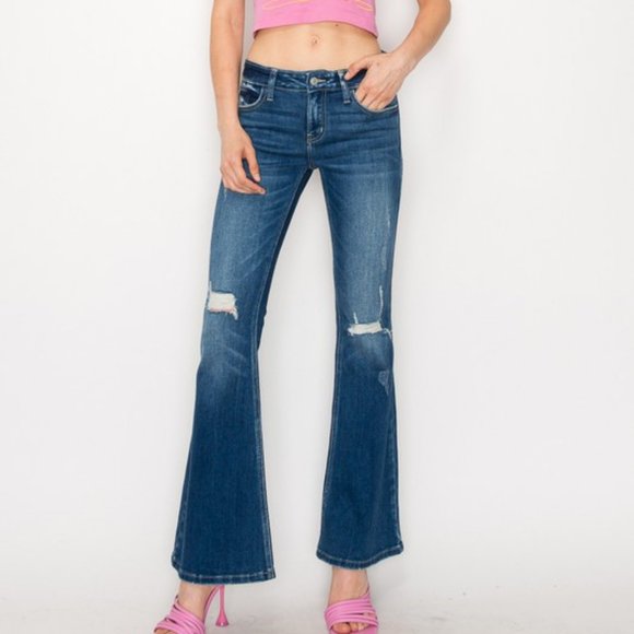 Low Rise stretch Vintage Flare Jeans - Picture 1 of 10